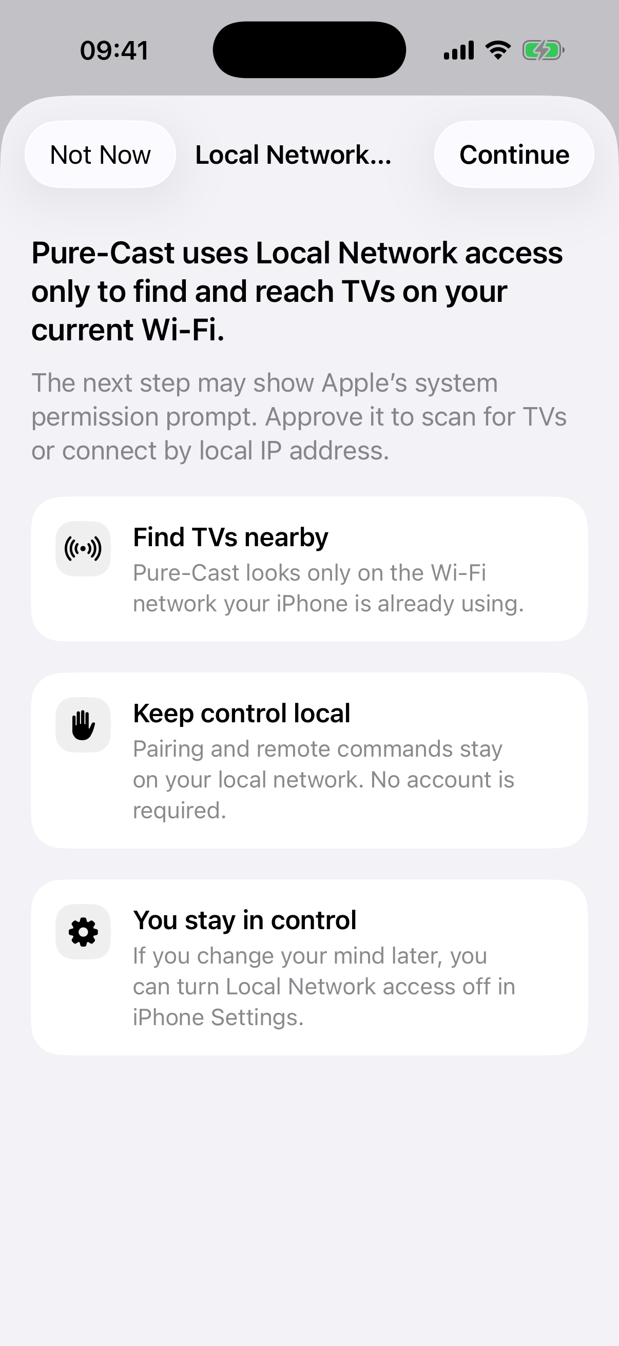 Pure-Cast local network guide