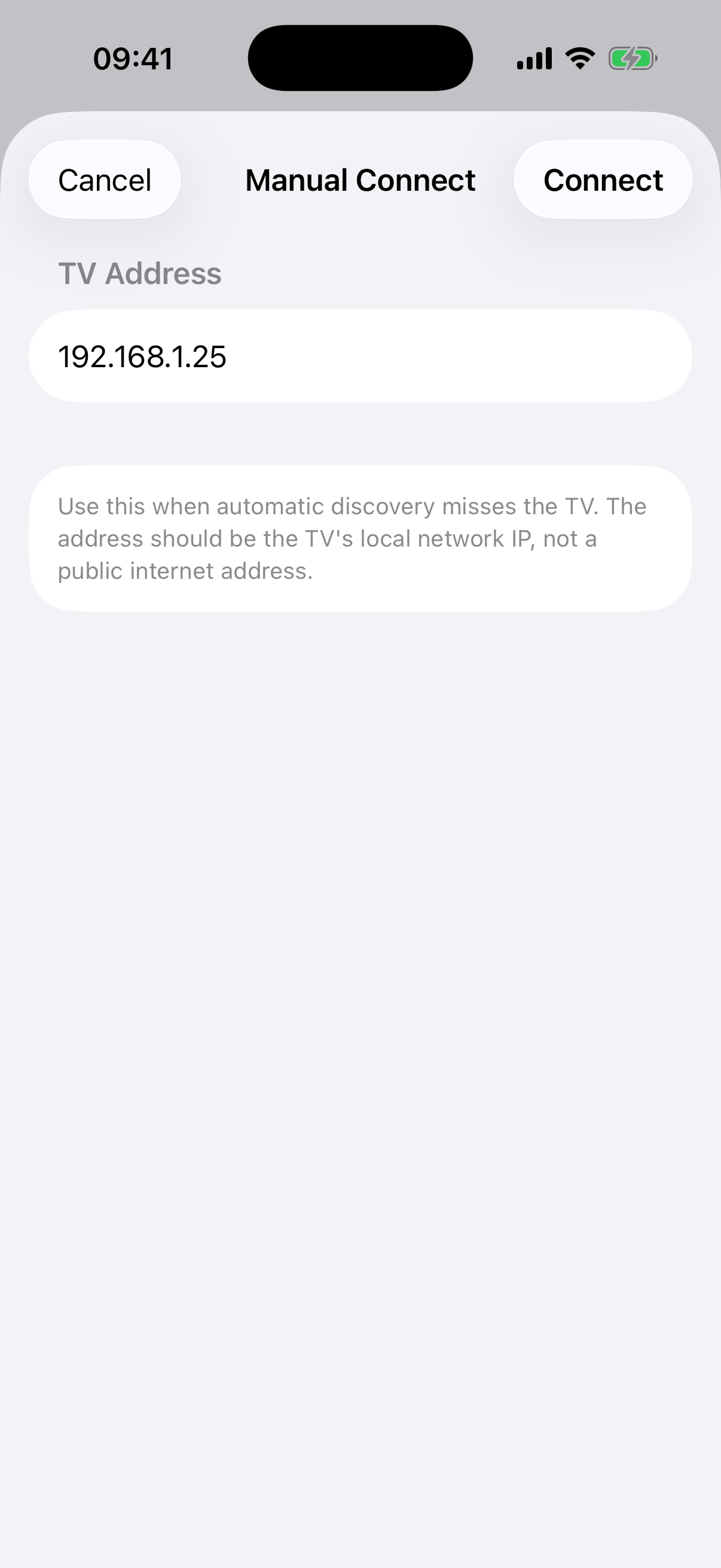 Pure-Cast manual IP connection